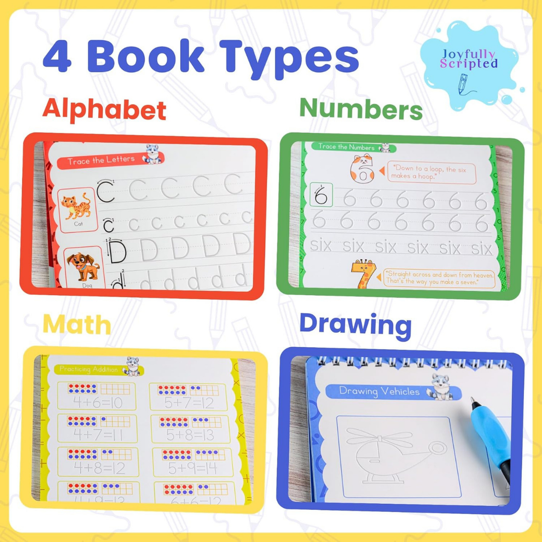 Reusable Magic Writing Practice Kit for Kids – Alphabet, Numbers, Math & Drawing