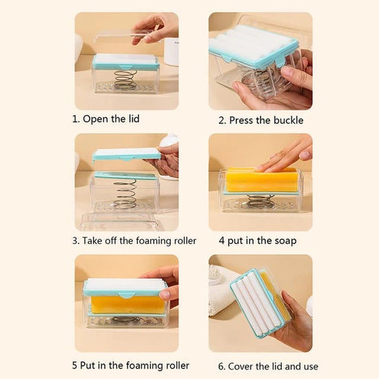 Soap Dispenser with Roller Drain Holes for Easy Cloth Washing Soap
