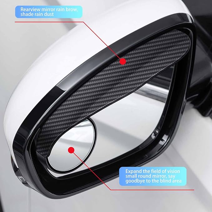 Car Blind Spot Mirror with Rain Eyebrow