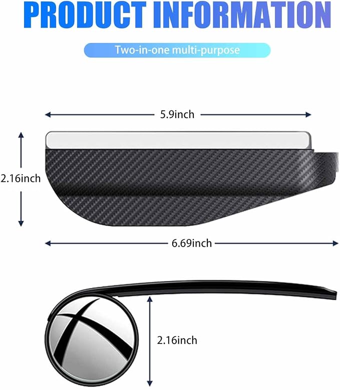 Car Blind Spot Mirror with Rain Eyebrow
