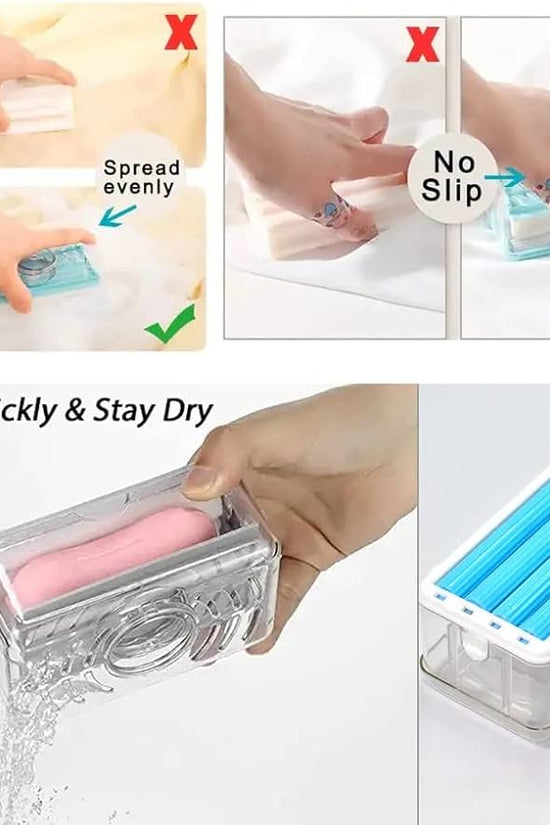 Soap Dispenser with Roller Drain Holes for Easy Cloth Washing Soap