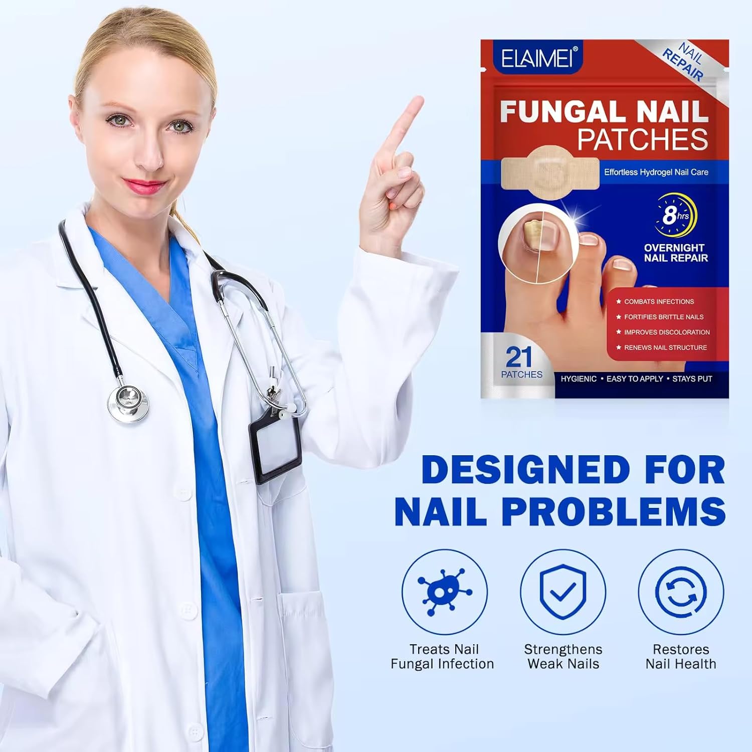 Nighttime Renewal Fungal Nail Patches (Pack of 21)