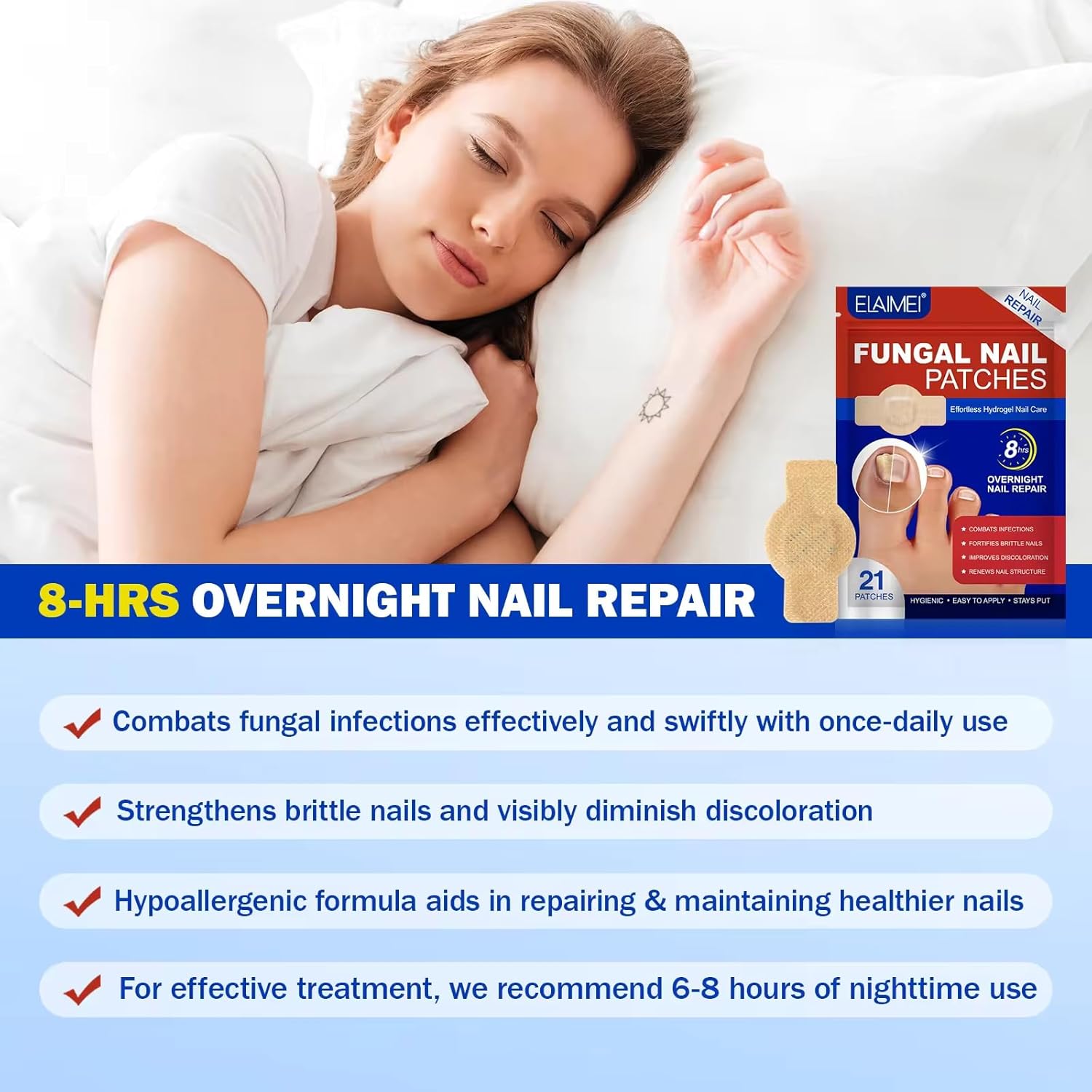Nighttime Renewal Fungal Nail Patches (Pack of 21)