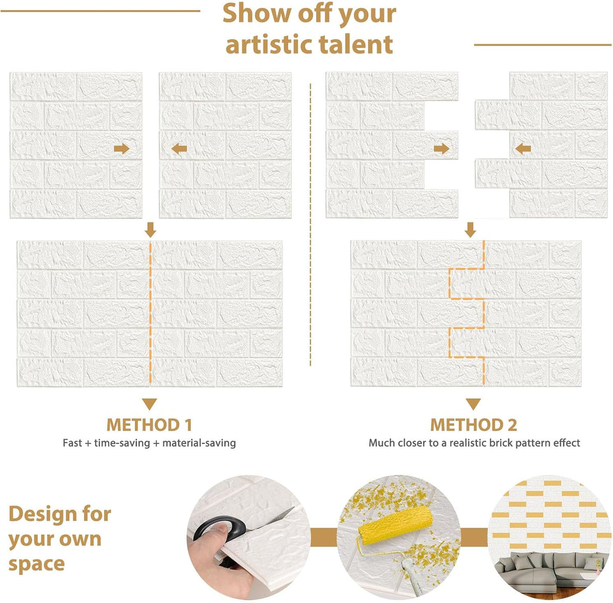 self-adhesive 3D brick wall panel/wallpaper