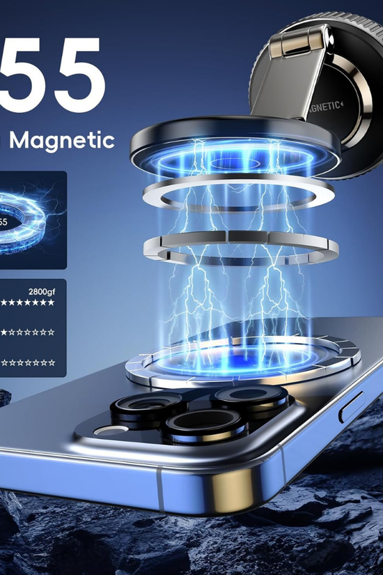 Magnetic Vacuum Car Phone Holder – 360° Adjustable for iPhone & Android