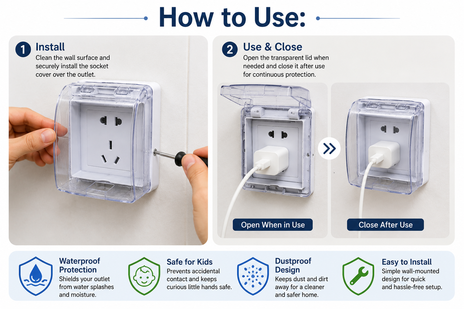 Waterproof Wall Socket Cover (Standard Size)