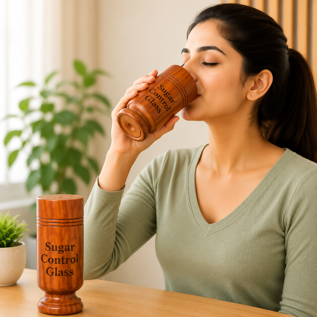 Vijaysar Wooden Sugar Control Glass