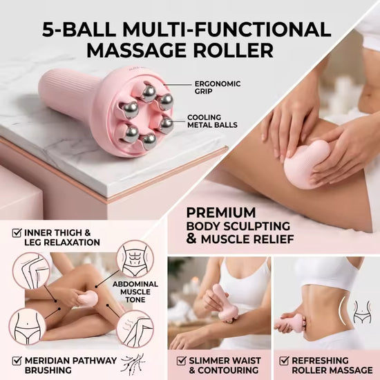 High Quality Handheld Roller 5-Bead Ball Massager with 360 Degree