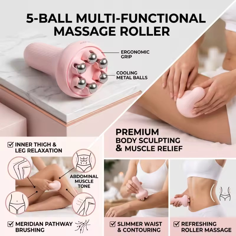 High Quality Handheld Roller 5-Bead Ball Massager with 360 Degree