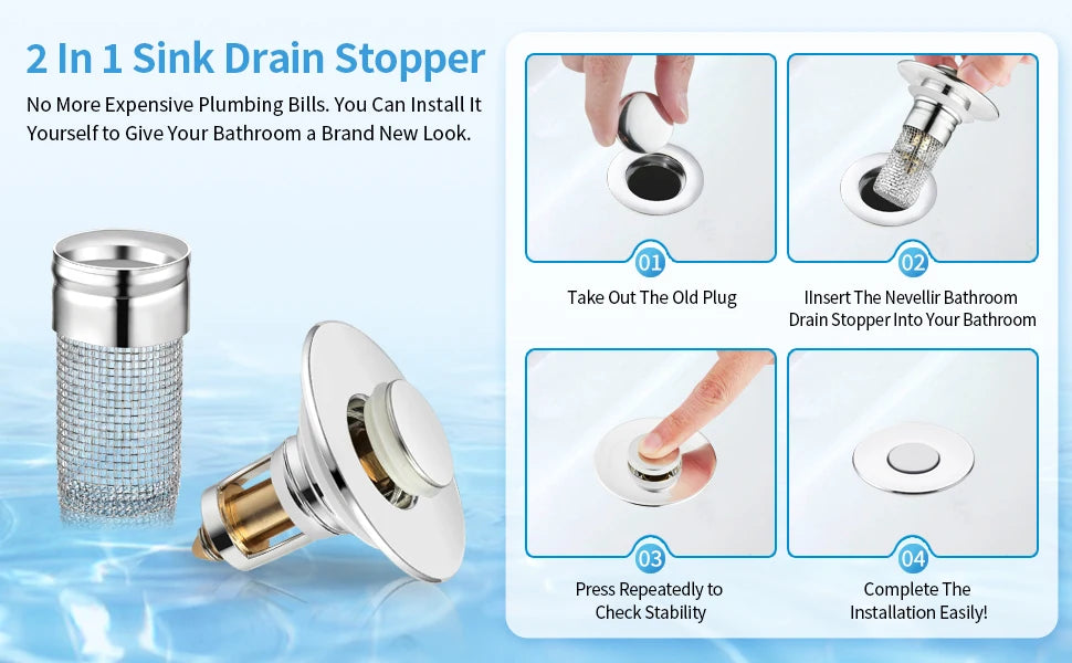 2 in 1 sink stopper