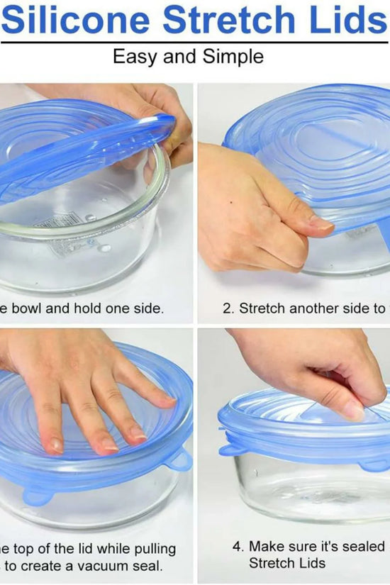 Reusable Silicone Stretch Lids - Pack of 6