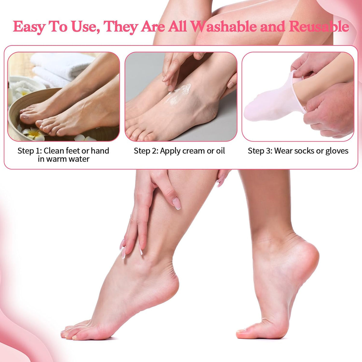 Premium Silicone Moisturizing Gel Socks – Reusable Heel Repair & Dry Foot Treatment