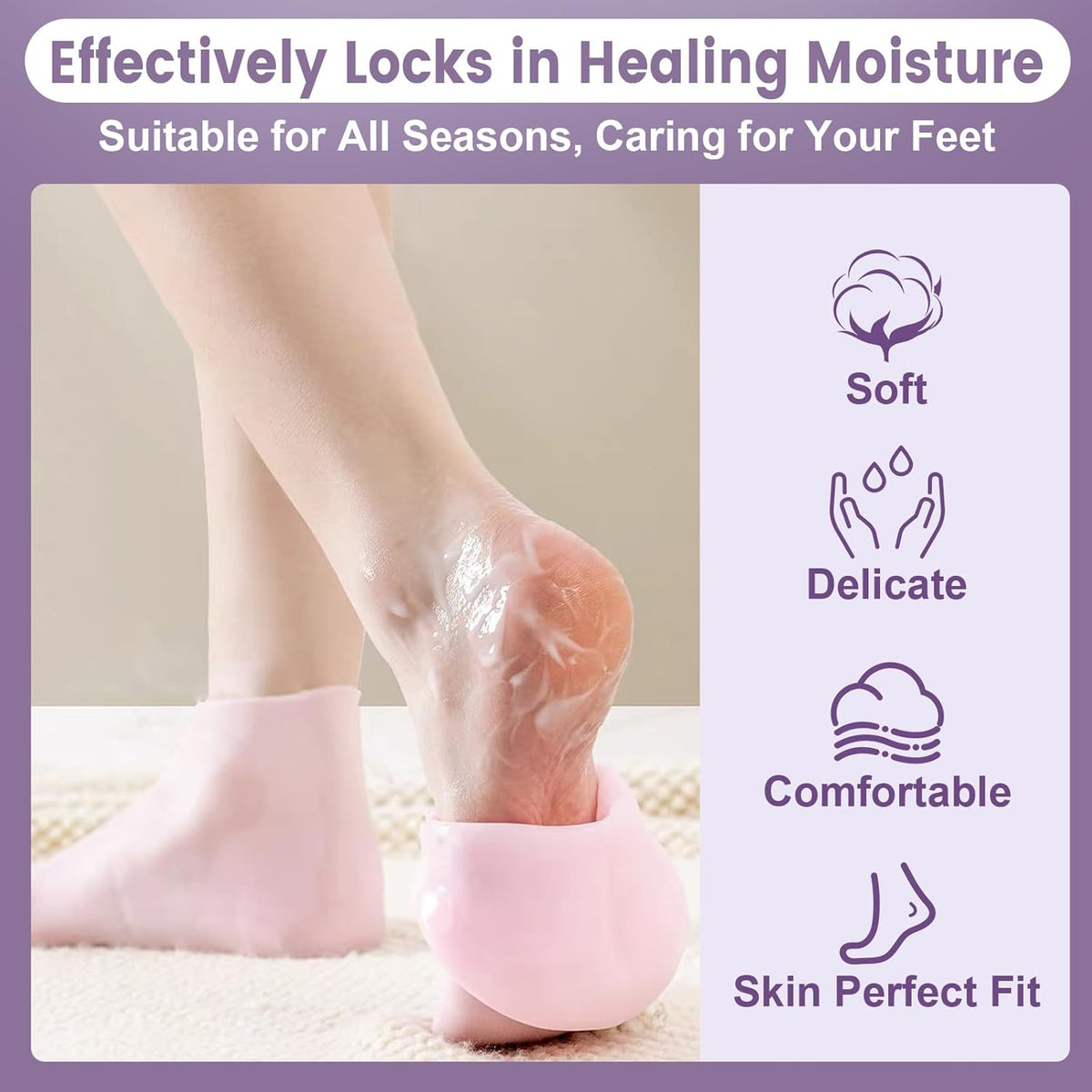 Premium Silicone Moisturizing Gel Socks – Reusable Heel Repair & Dry Foot Treatment