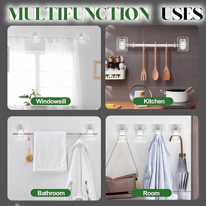 No-Drill Self-Adhesive Curtain Rod Holder (Pack of 2)