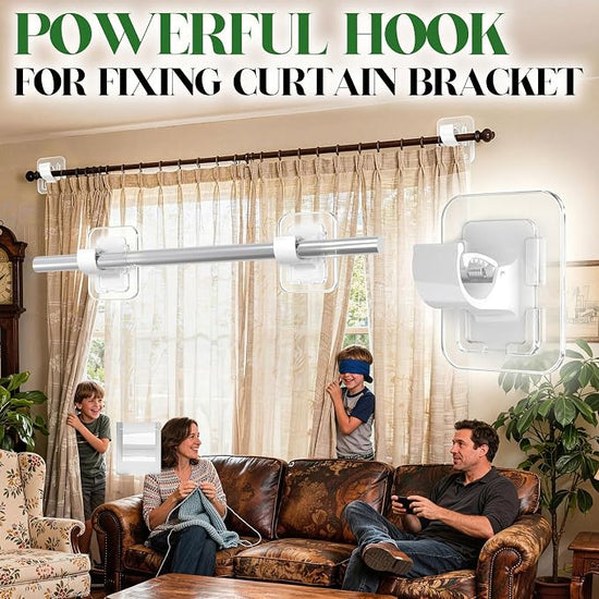 No-Drill Self-Adhesive Curtain Rod Holder (Pack of 2)